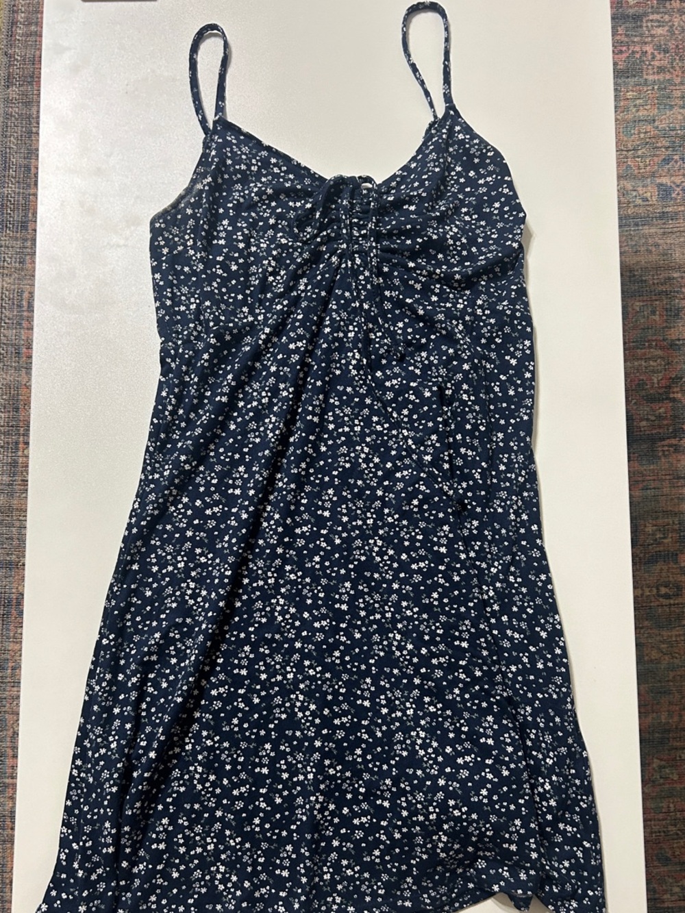 Hollister Navy Floral Spaghetti-Strap Dress (adjustable straps)